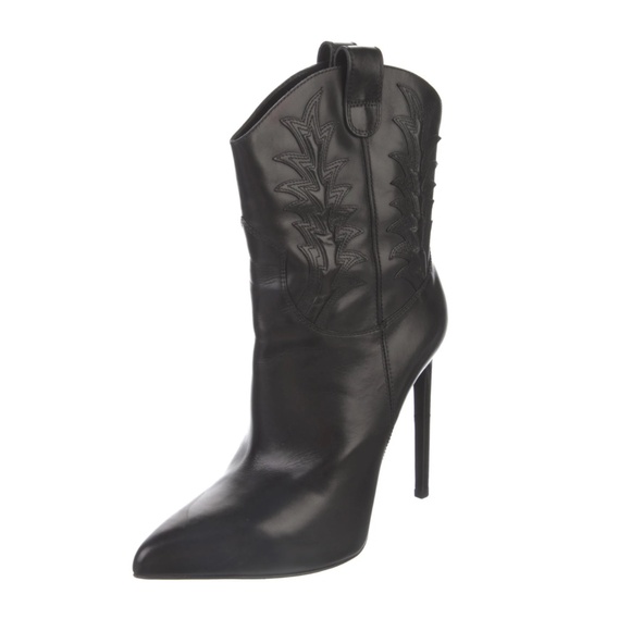 Saint Laurent Black Leather Western Boots - Picture 2 of 4
